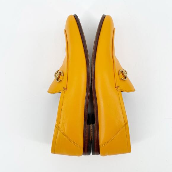 Gucci Yellow Orange Brixton Horsebit Leather Collapsible-heel Loafer EU sz 36.5 - Picture 3 of 12
